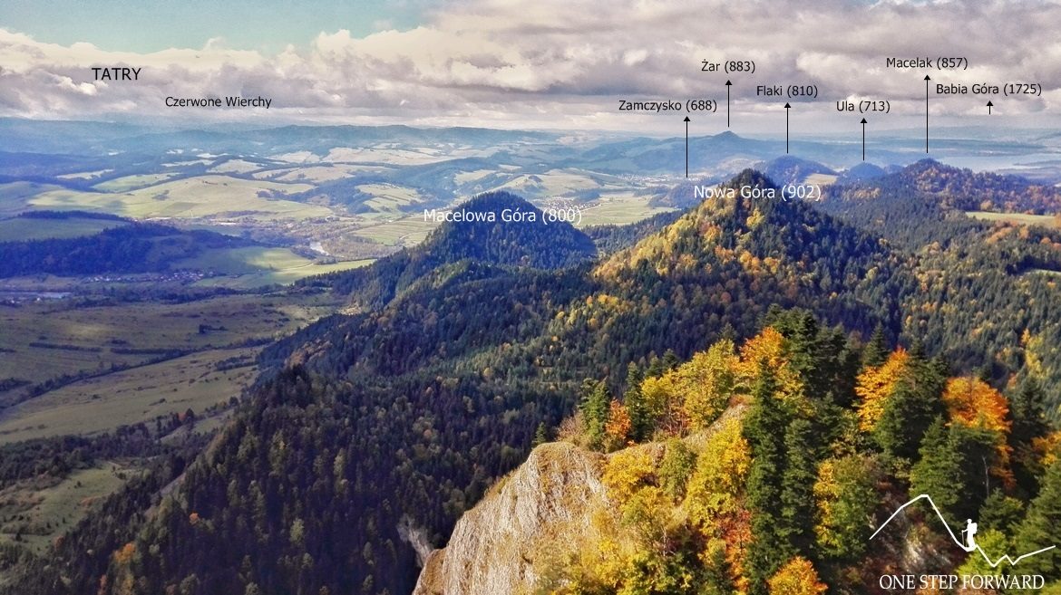 Trzy Korony - panorama na pozostałą część Pienin