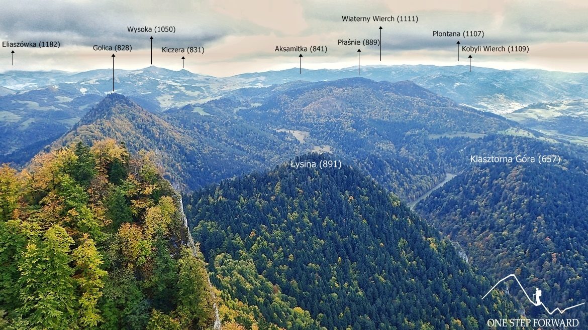 Trzy Korony - panorama na Magurę Spiską i Pasmo Radziejowej