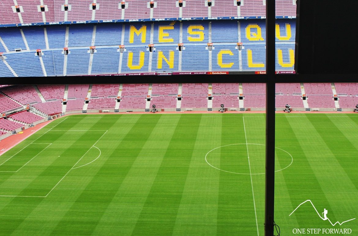 Camp Nou - widok z miejsca dla komentatorów
