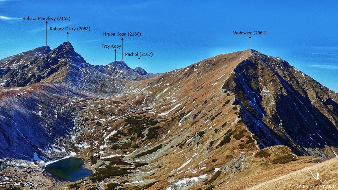 Panorama z okolic Łopaty w Tatrach Zachodnich - widok na Rohacze i Krzy Kopy