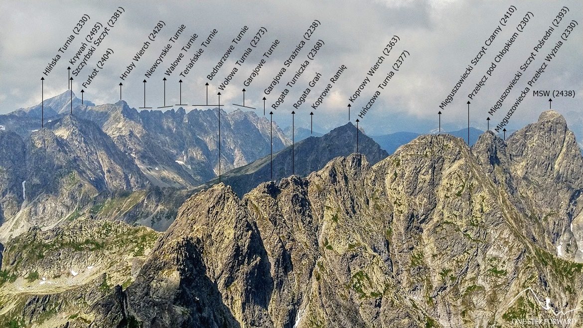 Rysy - panorama w kierunku Krywania, Hrubego i Koprowego Wierchu