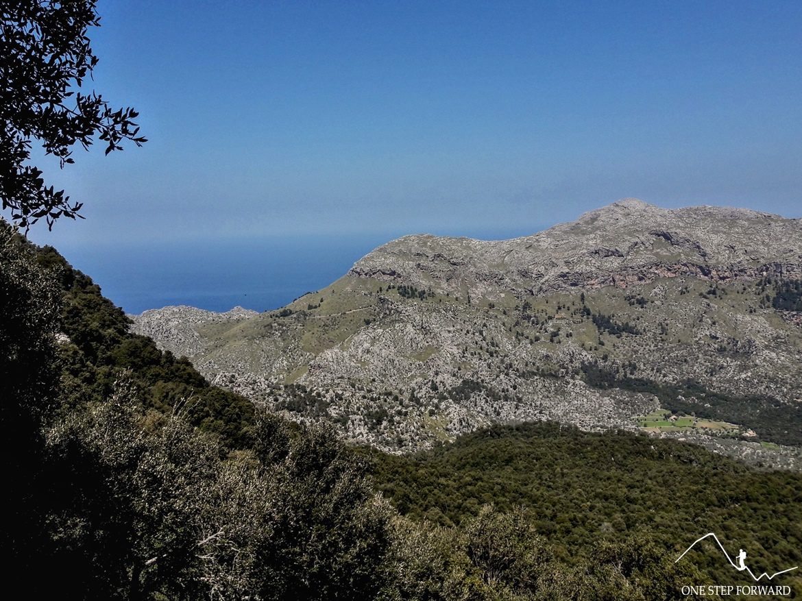 Trekking na Majorce - widok na Morze Śródziemne z podejścia na Puig d’en Galileu