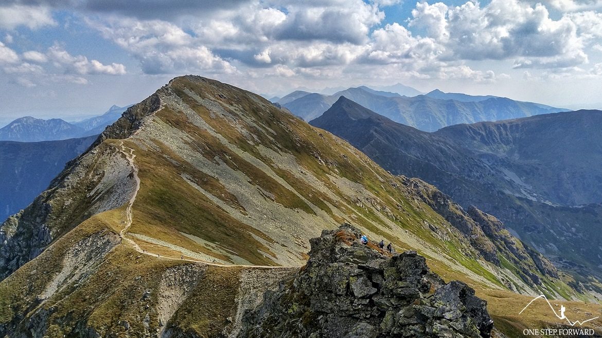 Podejście na Banówkę - widok na Przełęcz nad Zawratami, Hrubą Kopę i Rohacz Płaczliwy
