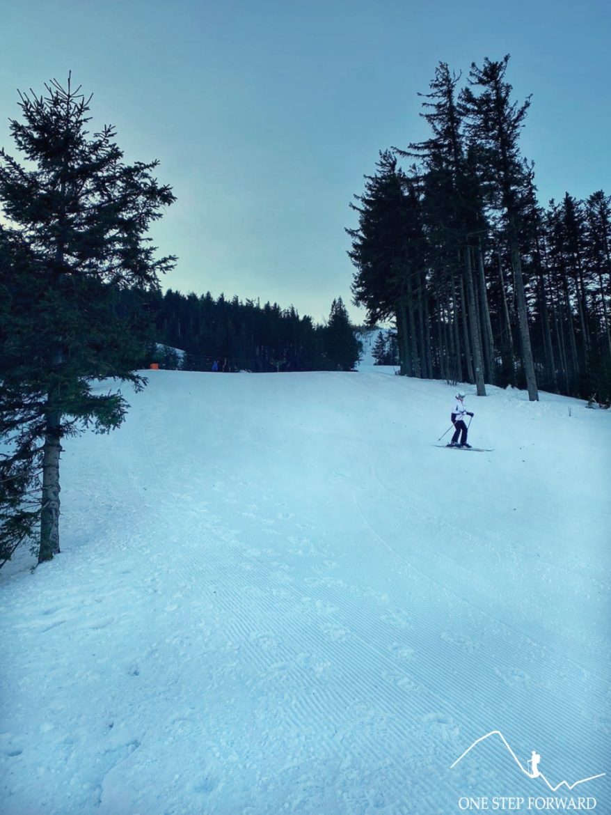 Skrzyczne - niebieski szlak przecinający stok narciarski