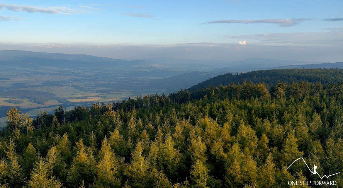 Wieża widokowa na Jagodnej - panorama ze szczytu, Góry Bystrzyckie