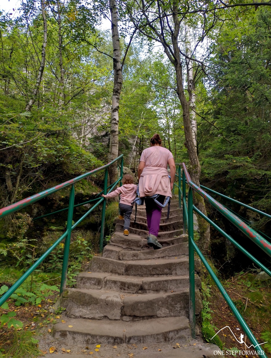 Kamienne schody w drodze na Szczeliniec, Góry Stołowe